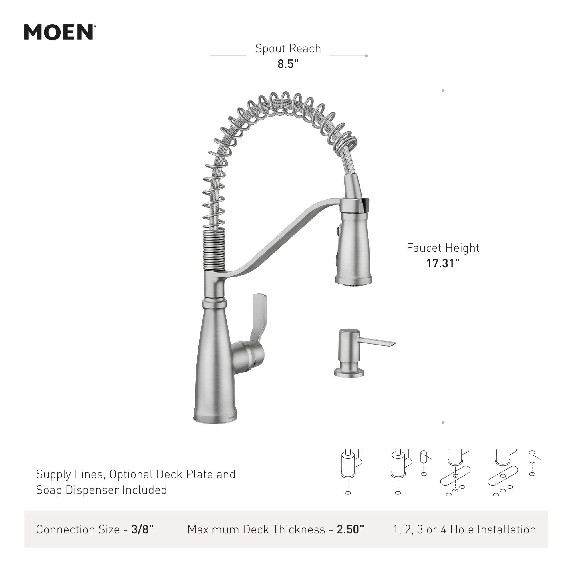 Moen Nolia Bronzed Gold One-Handle Single Hole Spring Kitchen